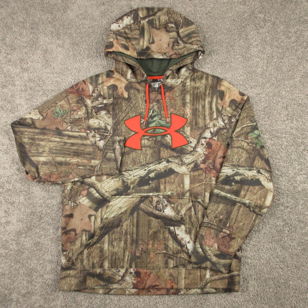 Under Armour Sweater Mens Large Camouflage Mossy Oak Pullover Hoodie Sweatshirt